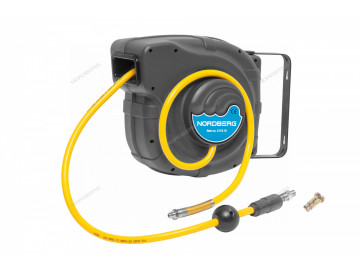 Шланг воздушный на катушке, ПВХ, диам. 10x16 мм 14+1 м, серый корпус NORDBERG 2115-10G